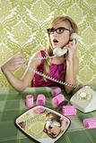 retro housewife telephone woman vintage wallpapaper