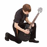 rock singer with electric guitar