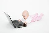 baby playing on the computer