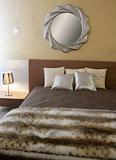 bedroom modern silver mirror fake fur blanket