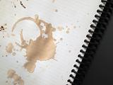 Coffee stains on note book