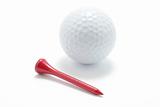 Golf Ball and Golf Tee on White Background