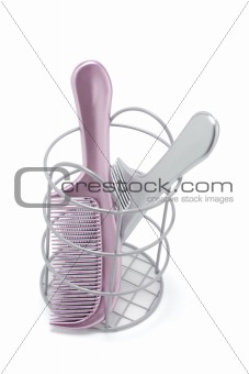 Hairbrushes in Holder