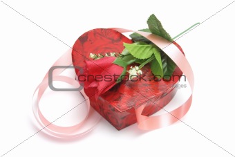 Red Rose and Heart-shaped Gift Box