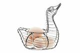 White Eggs on Duck-shaped Wire Basket