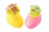Toy Chicks on Easter Eggs