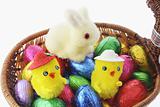 Toy Chicks, Bunny and Easter Eggs