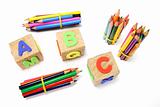 Colour Pencils and Alphabet Blocks 