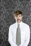 businessman retro mustache over gray wallpaper