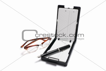 Phone Index Organizer with Pen and Eyeglasses