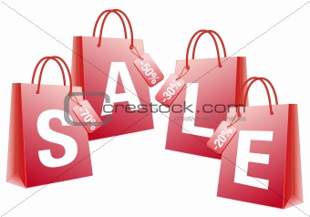 sale, red shopping bags, vector