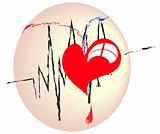 red heart cardiogram line