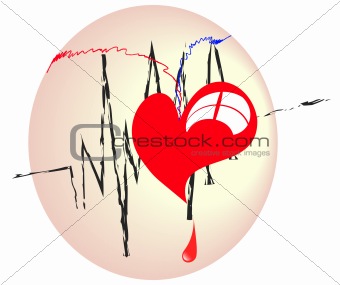red heart cardiogram line