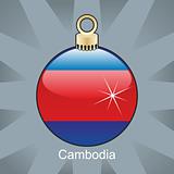 cambodia flag in christmas bulb shape