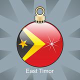 east timor flag in christmas bulb shape