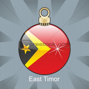 east timor flag in christmas bulb shape