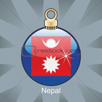 nepal flag in christmas bulb shape