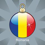 romania flag in christmas bulb shape