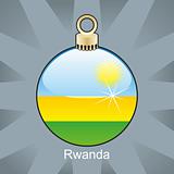 rwanda flag in christmas bulb shape