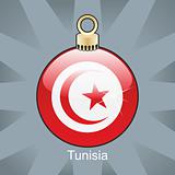 tunisia flag in christmas bulb shape