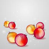 Christmas greeting card with red and gold balls