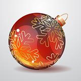 Red glass Christmas ball isolated on white
