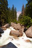Stream in Yosemite Valley shot with long exposure