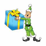 Happy Elf with gift
