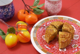 Pieces of Mooncake on Plate