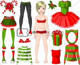 Girl with Christmas dresses 