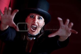 Vampire woman in top hat