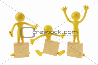 Rubber Figures with Wooden Blocks