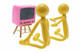 Miniature Figures with Toy TV