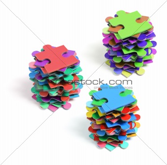 Stacks of Jigsaw Puzzle Pieces