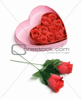 Red Roses and Gift Box
