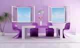 purple bright dining room