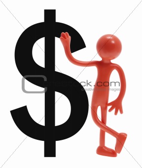 Miniature Figure and Dollar Sign