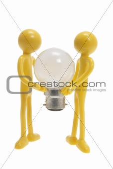 Miniature Figures with Light Bulb