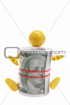Miniature figure with Dollar Notes