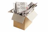 Old Newspapers in Cardboard Box