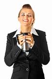  Modern business woman enjoying cup of coffee
