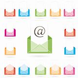 Colorful pink mail with heart . vector illustration