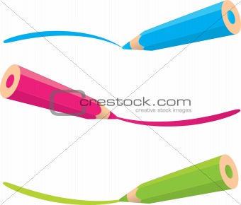 Colourful pencils drawing line vector illustration isolated on white background