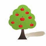 Green tree with apple. Vector illustration