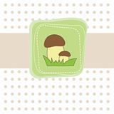 Simple card with mushroom. Vector illustration