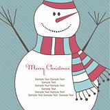 Christmas card with Snow man. Vector illustration