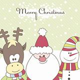 Santa, Reindeer, snow man. Vector illustration