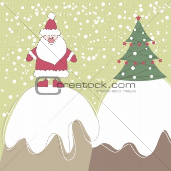 Christmas card with Santa. Vector illustration