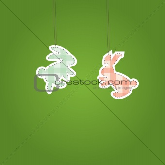 Two Christmass Hare  (rabbit). Vector illustration