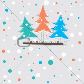 christmas card with tree . vector illustration